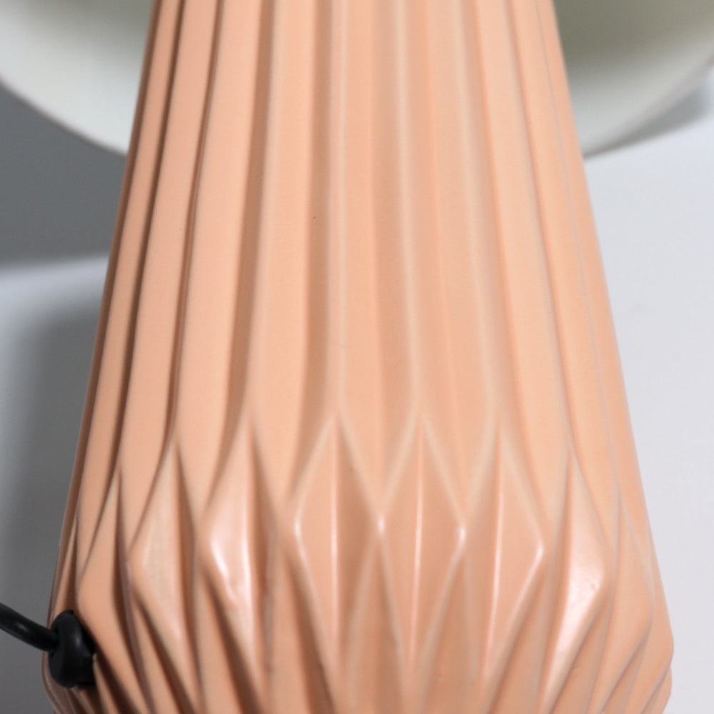 Tina Scandinavian Mid-Century Pink Ceramic Table Lamp Light Linen Shade Fast shipping On sale
