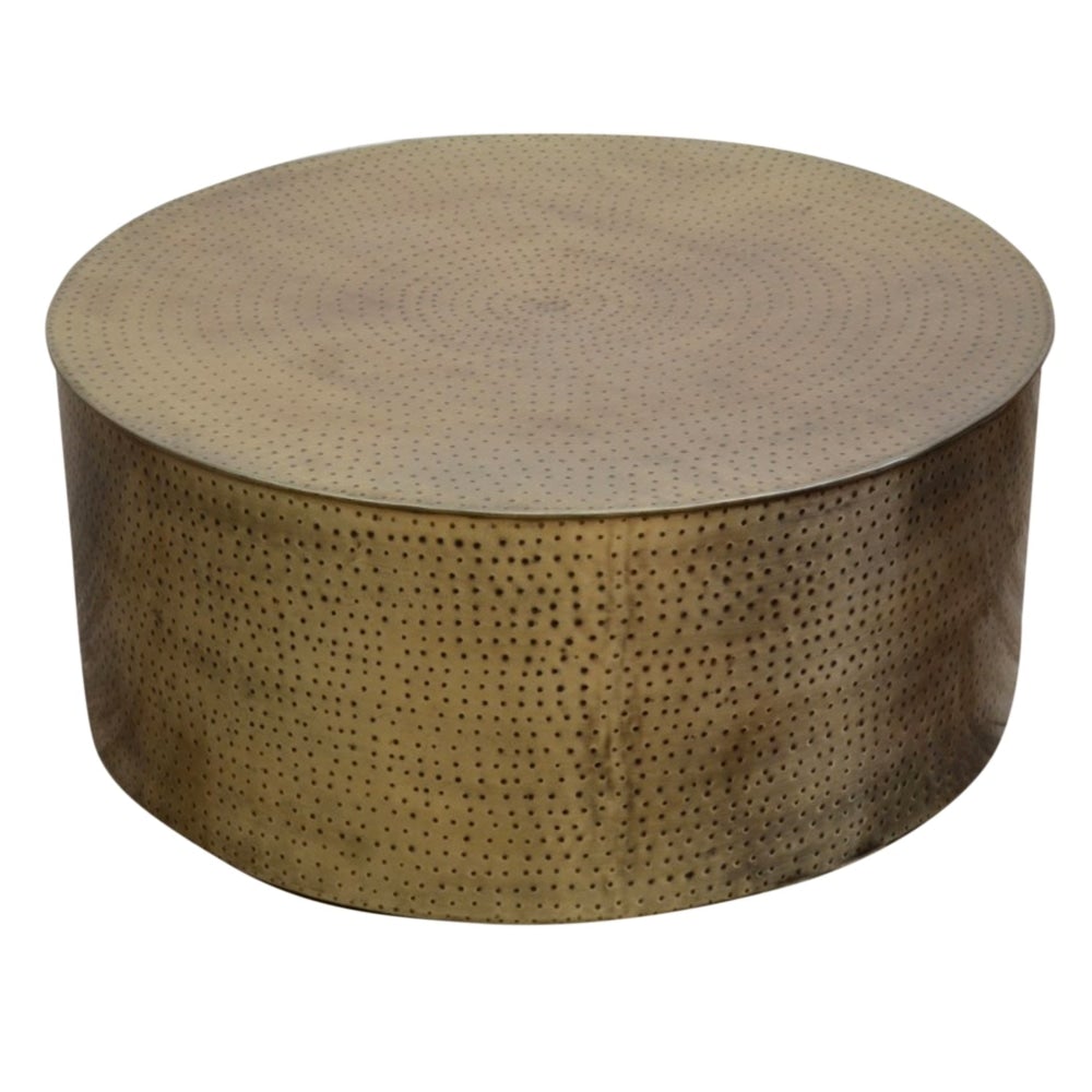 Titan Golden Hammered Metal Round Coffee Table Fast shipping On sale