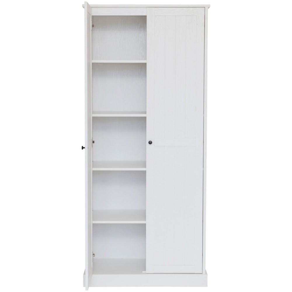 Tivoli 2 - Door Multi Purpose Cupboard 5 - Tier Shelves Storage Cabinet Tallboy - White Fast shipping On sale