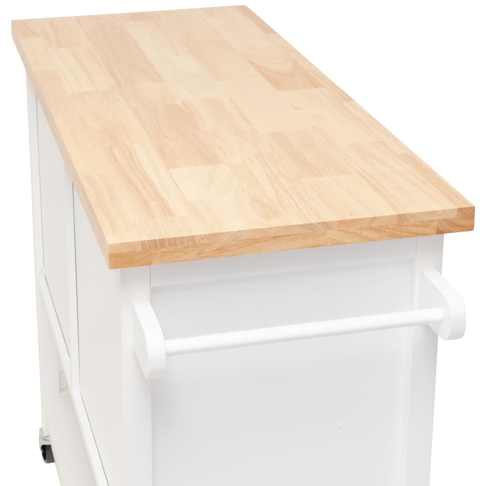 Tivoli Kitchen 2-Door Island Solid Wood Counter Top - Natural / White Fast shipping On sale