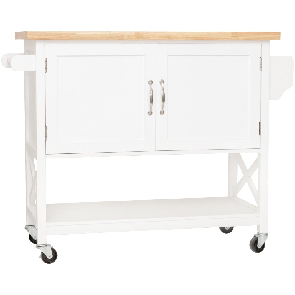 Tivoli Kitchen 2-Door Island Solid Wood Counter Top - Natural / White Fast shipping On sale