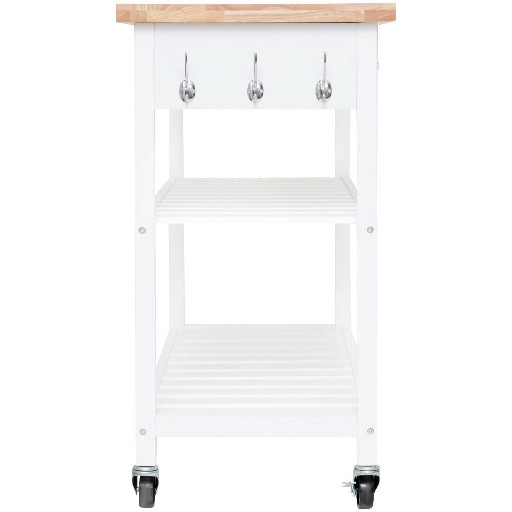 Tivoli Kitchen Island Wooden Trolley W/ Open Shelves - Natural / White Fast shipping On sale
