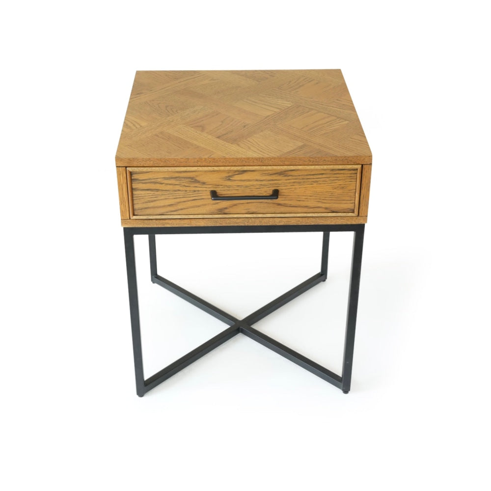 Toulouse French Marquetry End Lamp Side Table W/ 1-Drawer - Oak Fast shipping On sale