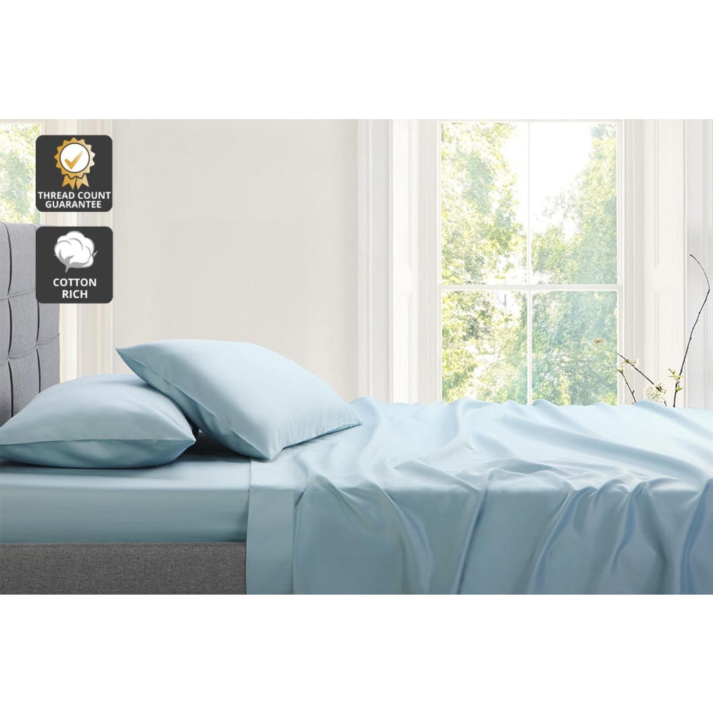 Trafalgar 1200TC Cotton Rich Bed Sheet Set - Blue King Fast shipping On sale