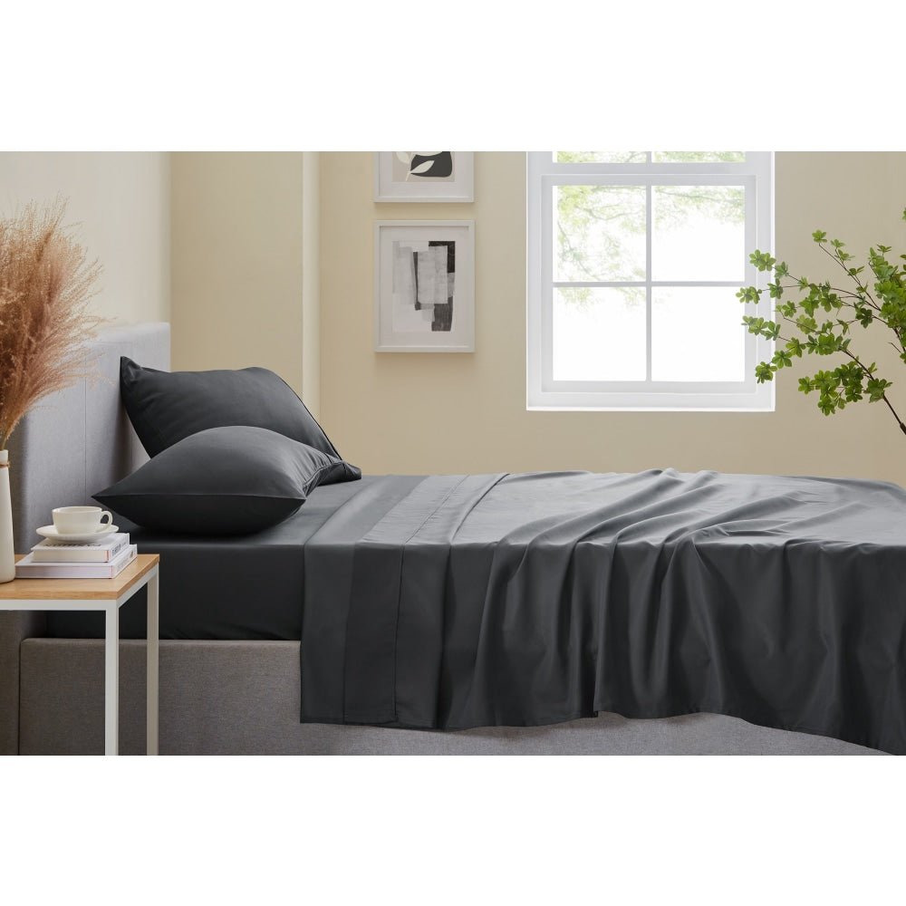 Trafalgar 1200TC Cotton Rich Bed Sheet Set - Charcoal King Fast shipping On sale