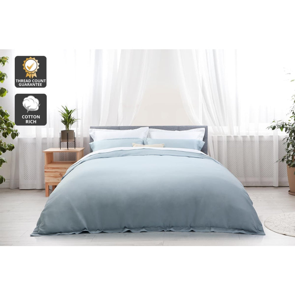 Trafalgar 1200TC Cotton Rich Quilt Cover Set - Blue Queen Fast shipping On sale