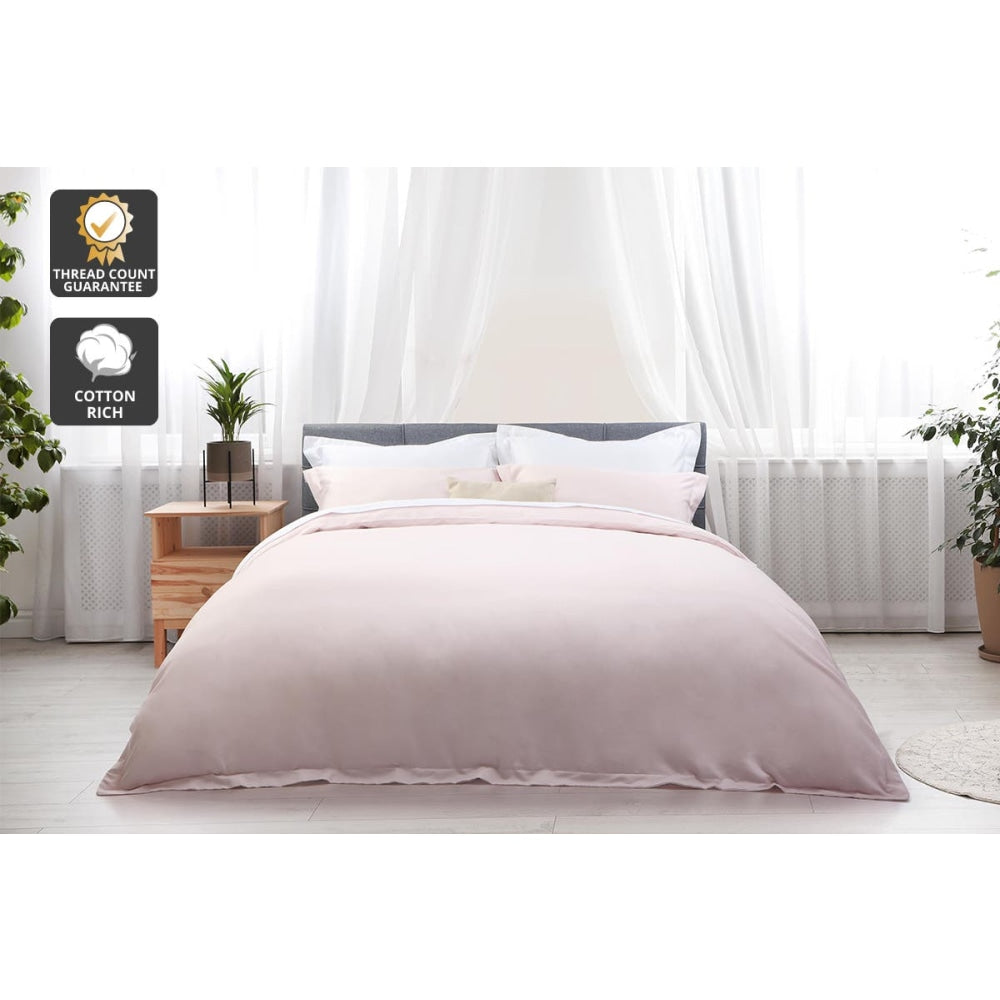 Trafalgar 1200TC Cotton Rich Quilt Cover Set - Blush King Fast shipping On sale