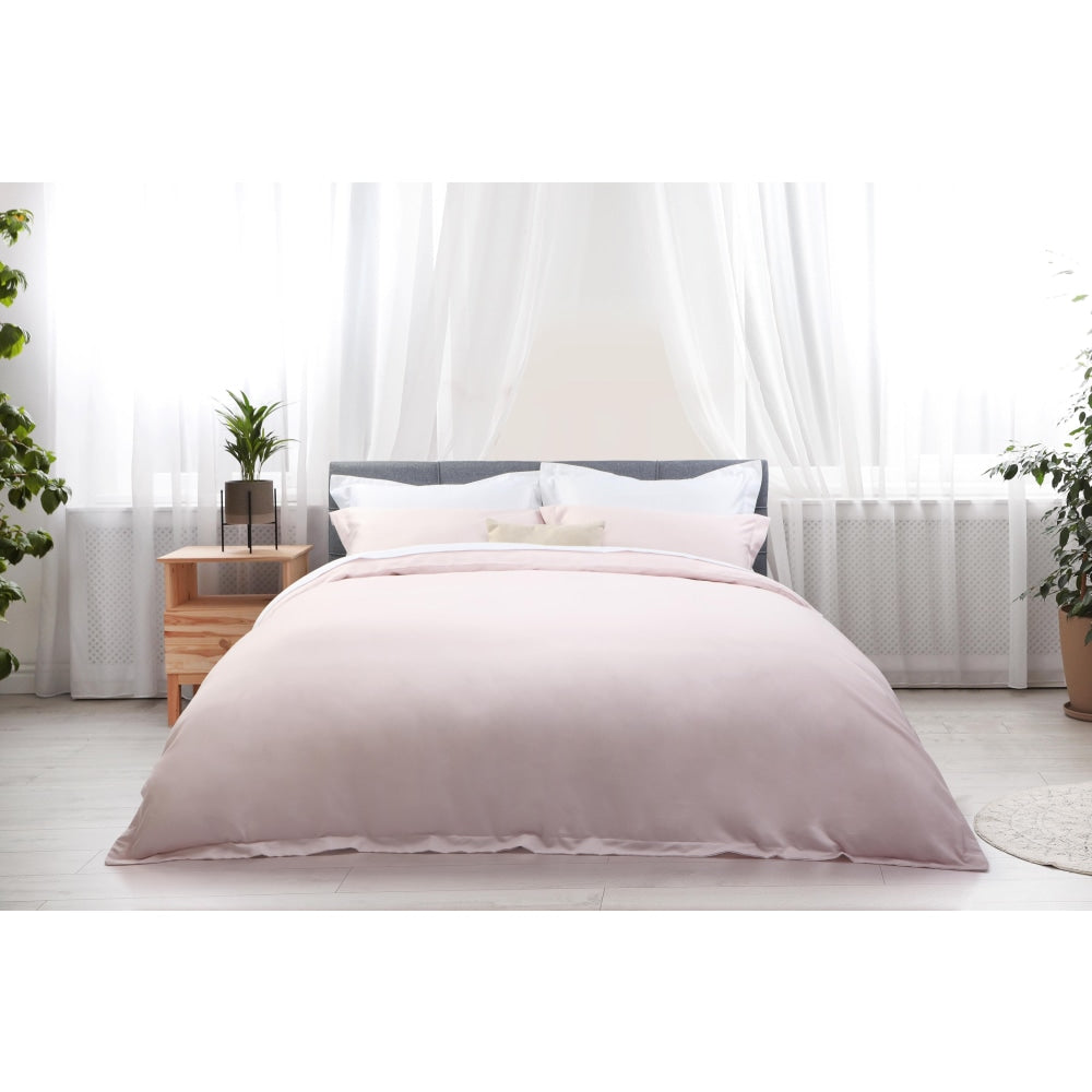 Trafalgar 1200TC Cotton Rich Quilt Cover Set - Blush King Fast shipping On sale