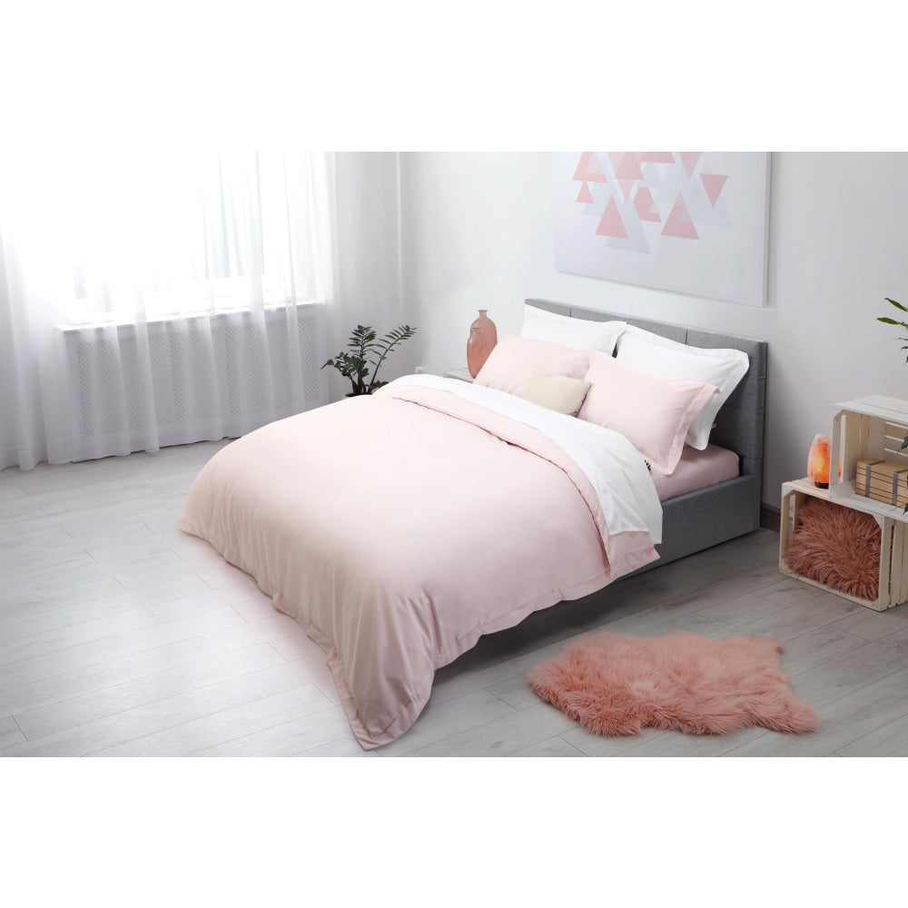 Trafalgar 1200TC Cotton Rich Quilt Cover Set - Blush King Fast shipping On sale