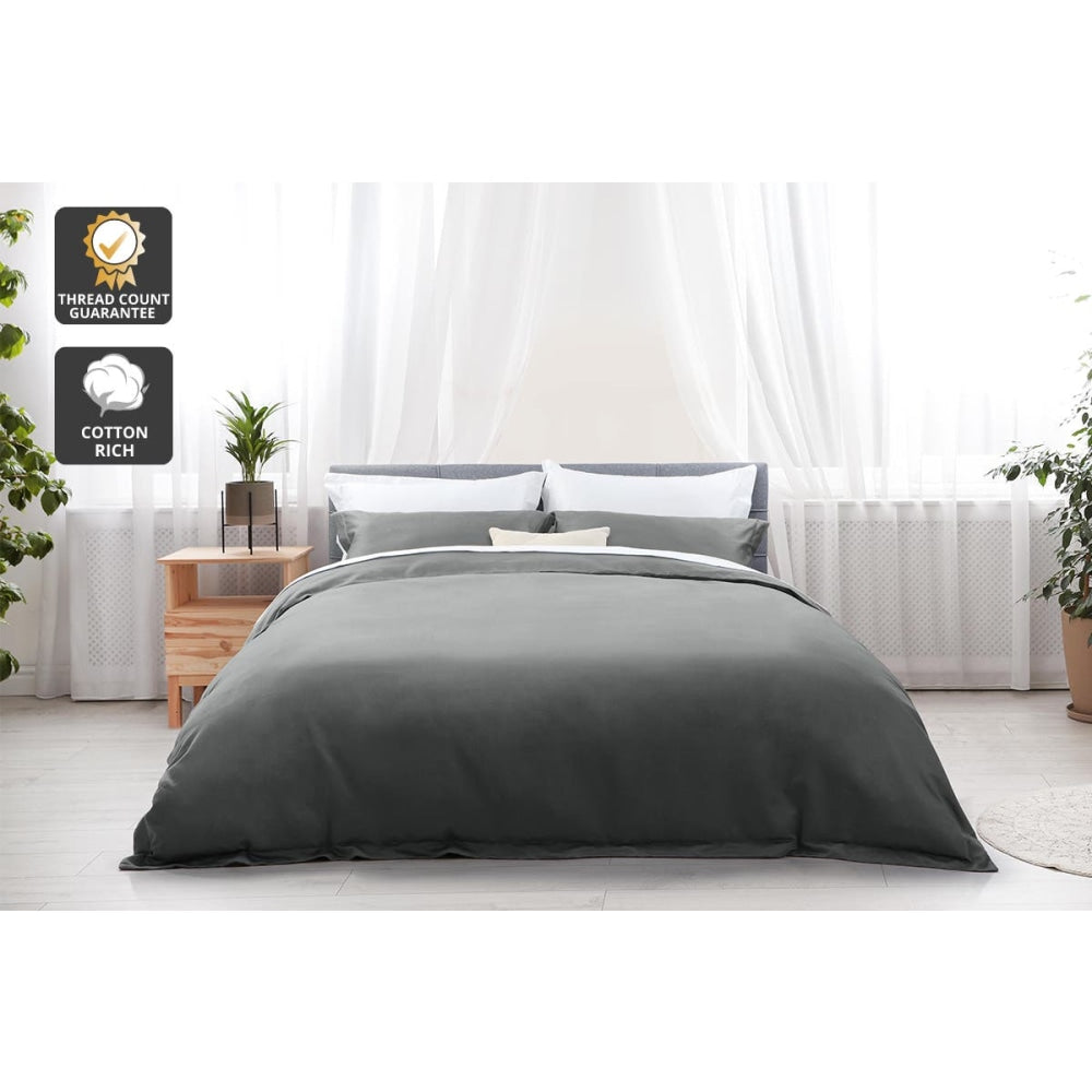 Trafalgar 1200TC Cotton Rich Quilt Cover Set - Grey King Fast shipping On sale