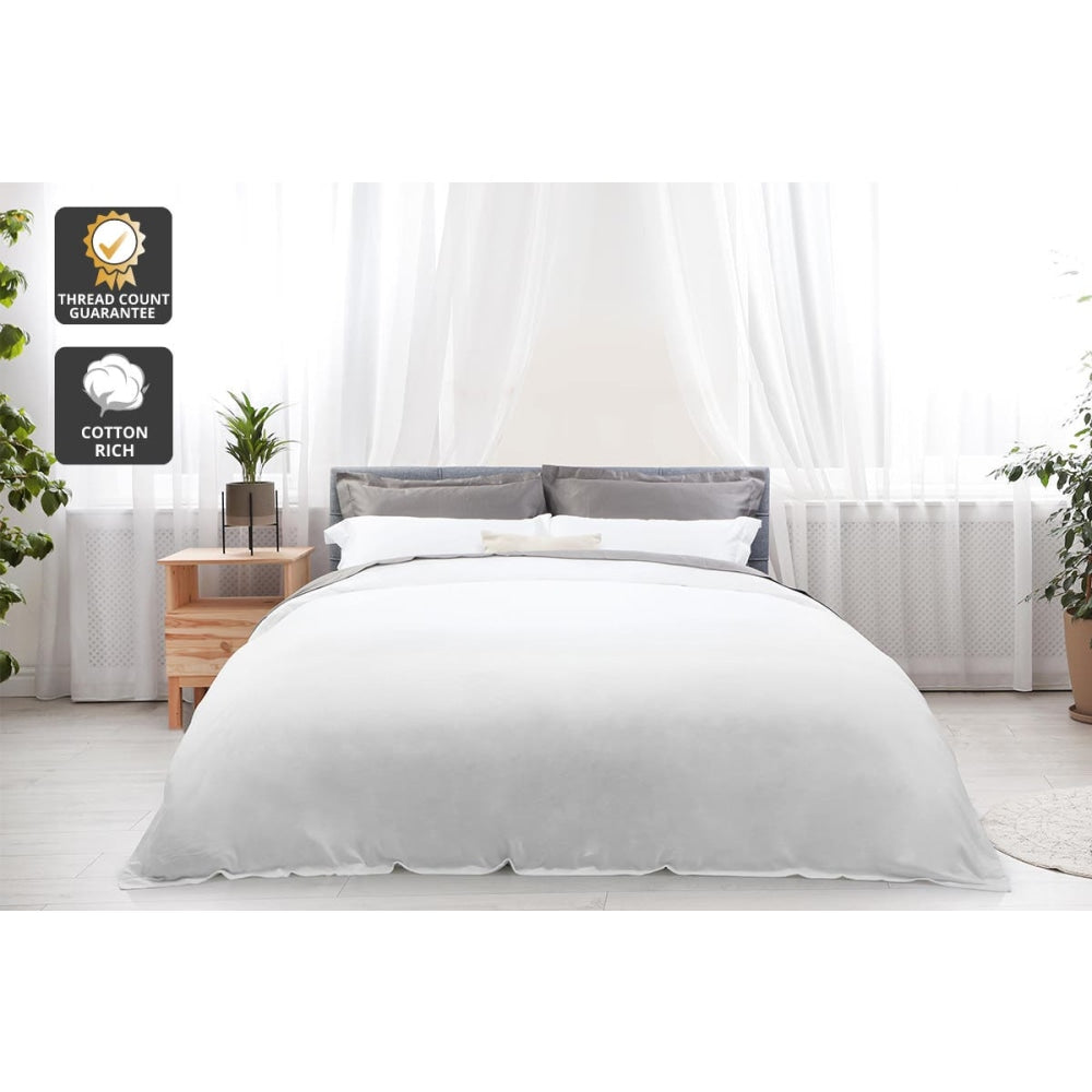 Trafalgar 1200TC Cotton Rich Quilt Cover Set - White King Fast shipping On sale