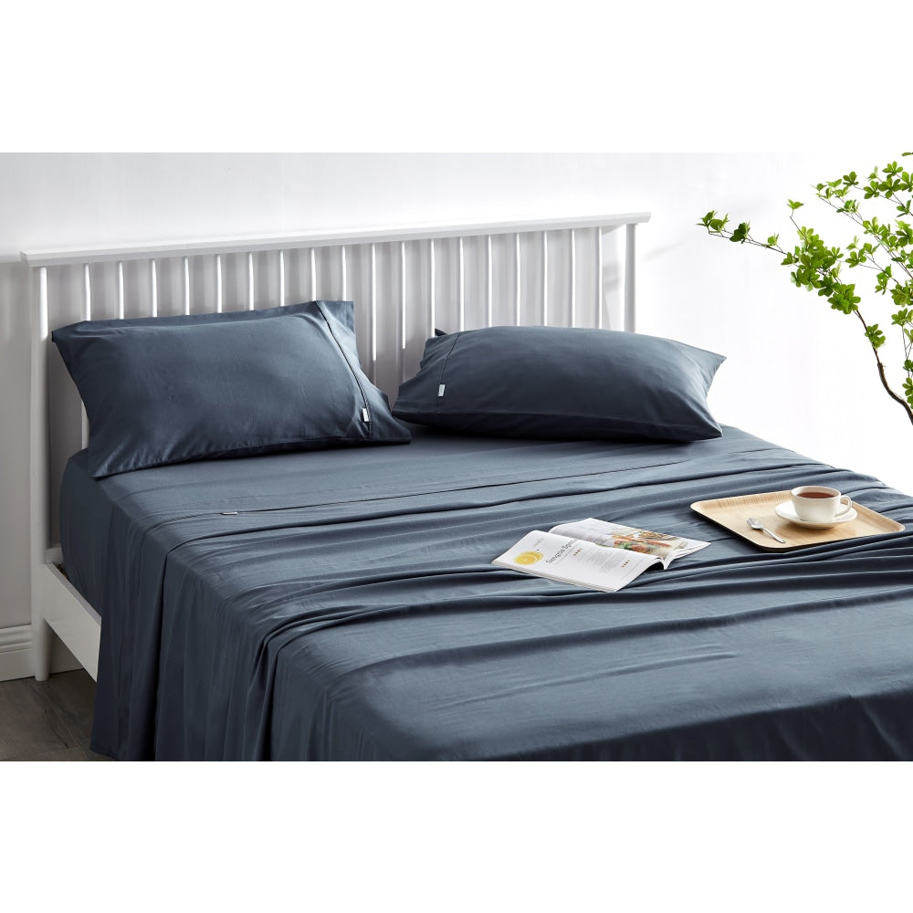 Trafalgar Brooklyn Bamboo Cotton Bed Sheet Set - Storm Queen Fast shipping On sale