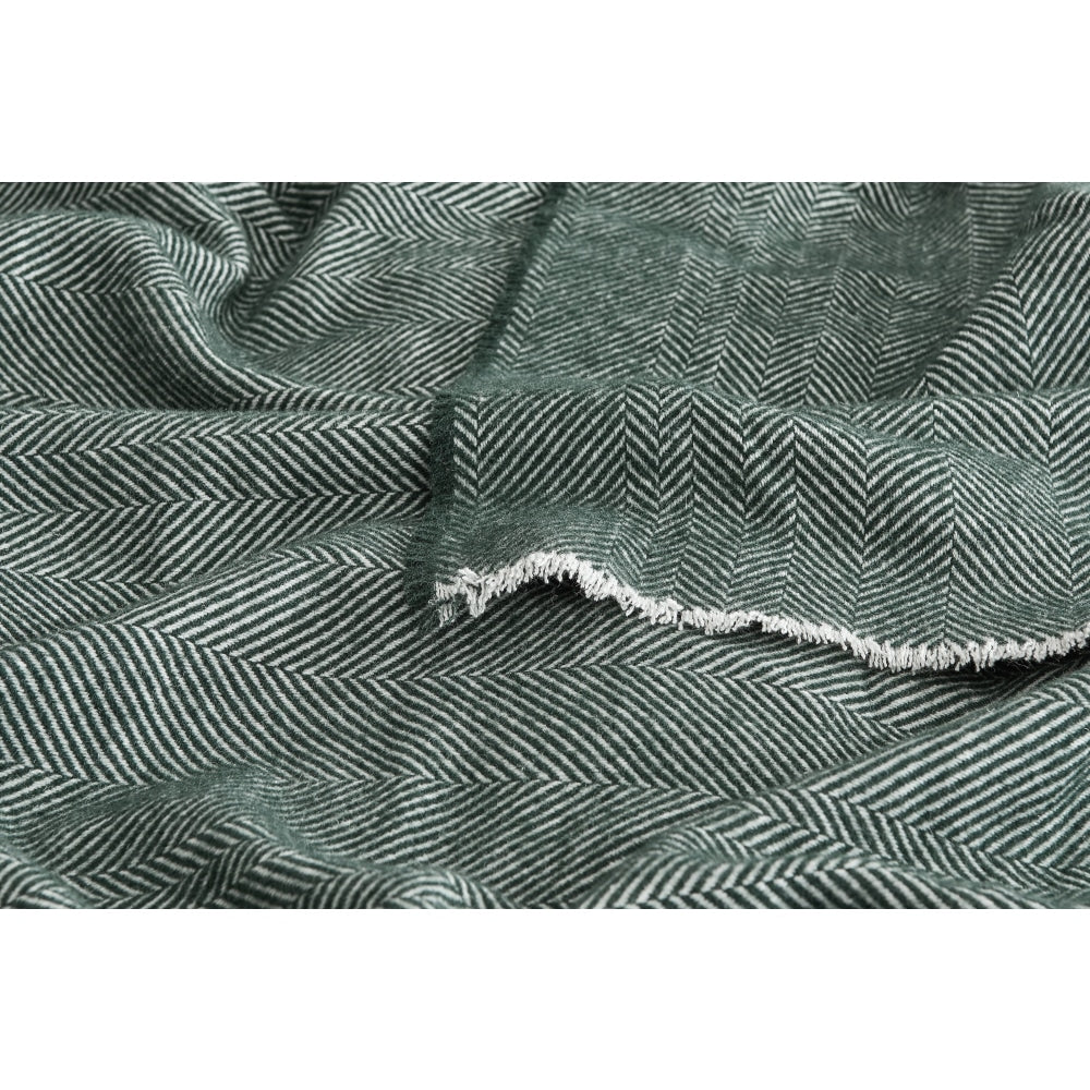 Trafalgar Herringbone Wool Blanket - Green Queen/King Fast shipping On sale