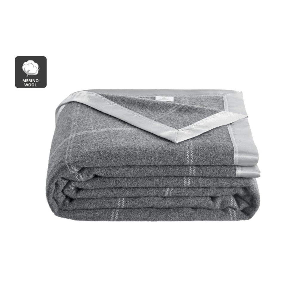 Trafalgar Merino Wool Blend Blanket - Charcoal Single/Double Fast shipping On sale