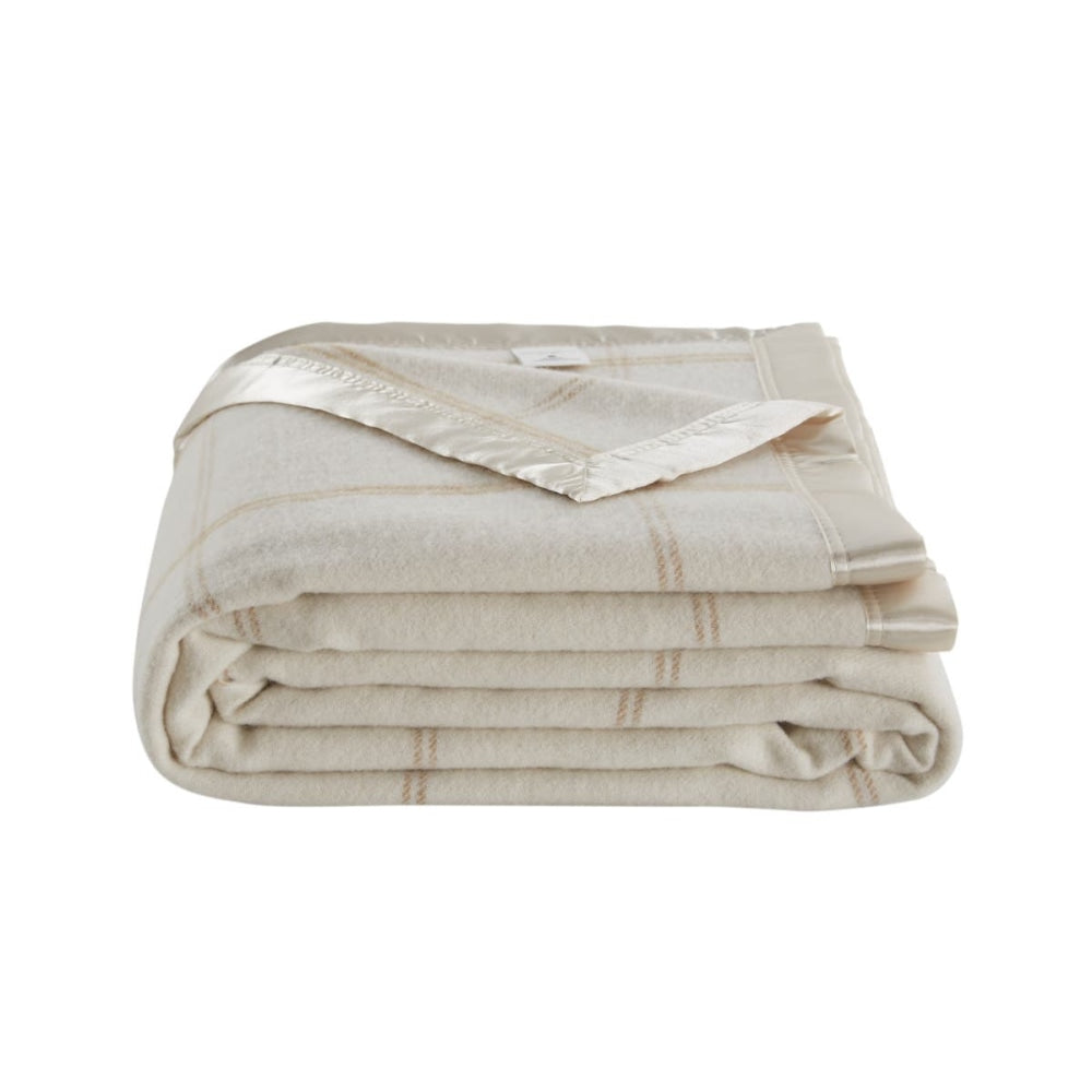 Trafalgar Merino Wool Blend Blanket - Cream Single/Double Fast shipping On sale