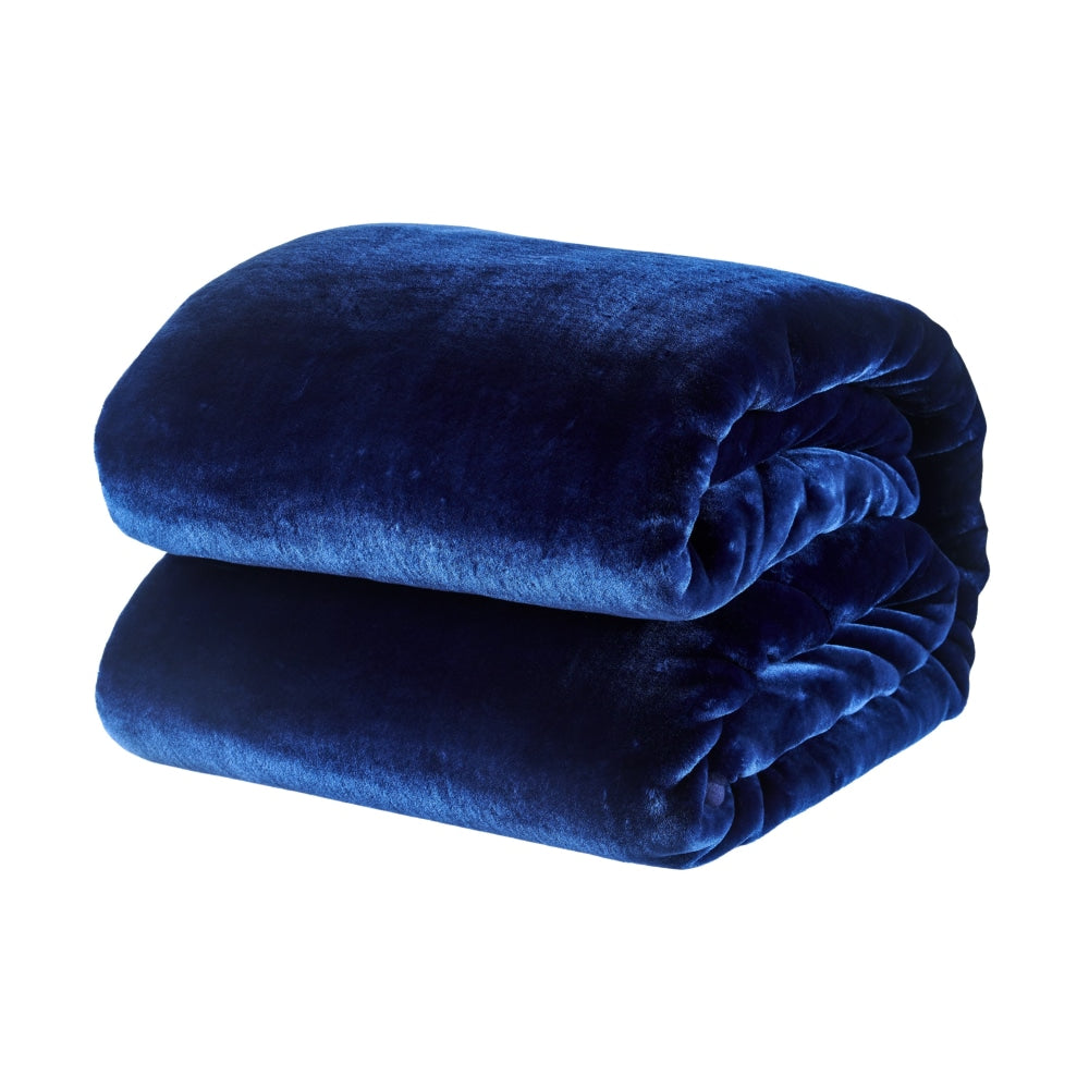 Trafalgar Plush Mink Blanket - Navy Queen/King Fast shipping On sale