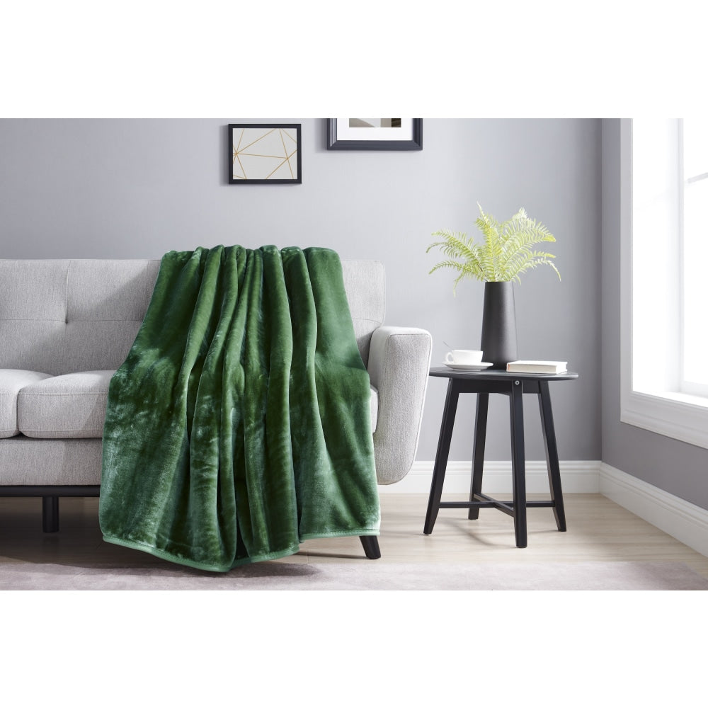 Trafalgar Plush Mink Blanket - Sage Queen/King Fast shipping On sale