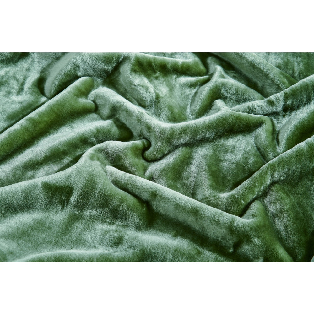 Trafalgar Plush Mink Blanket - Sage Queen/King Fast shipping On sale