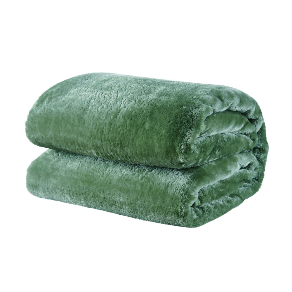 Trafalgar Plush Mink Blanket - Sage Queen/King Fast shipping On sale