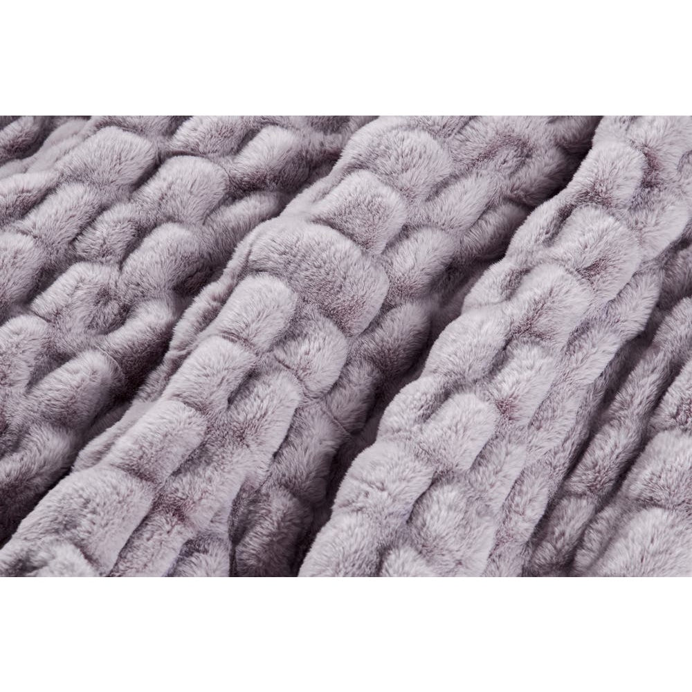 Trafalgar Rouched Faux Fur Blanket - Lilac 180cm x 200cm Fast shipping On sale