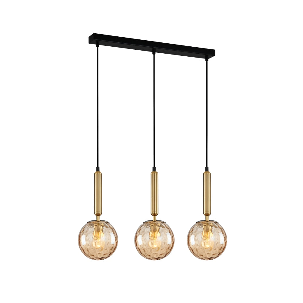 TRATTINO Pendant Lamp Light Interior ES 3 X 72W Bronze Amber Spherical Glass Enclosed Square Base Fast shipping On sale