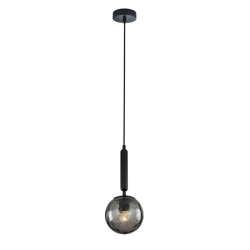 TRATTINO Pendant Lamp Light Interior ES 72W Black Smoke Spherical Glass Encl OD150 x H200mm Fast shipping On sale
