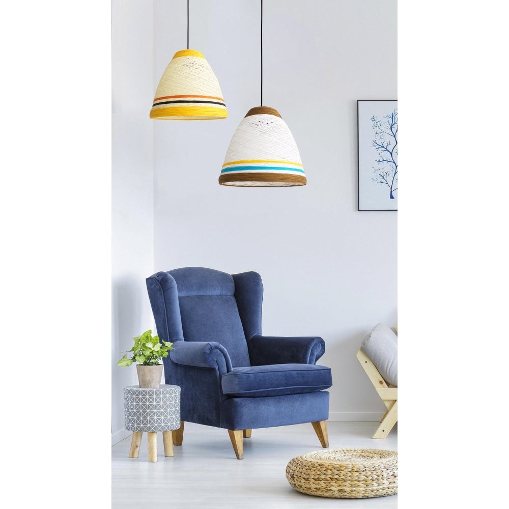 Trevis Paper Hanging Pendant Lamp - Yellow & White Fast shipping On sale