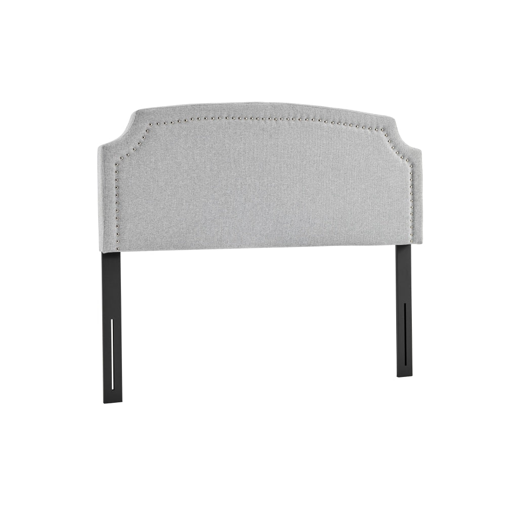 Trinity Fabric Elegant Studded Bed Head Headboard King - Light Grey Fast shipping On sale