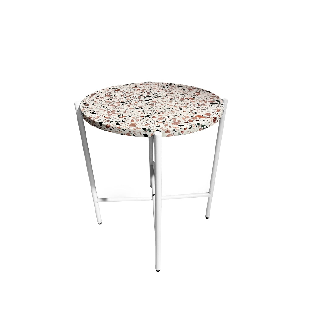 Tristan Terrazzo Side Table White Frame - Fast shipping On sale