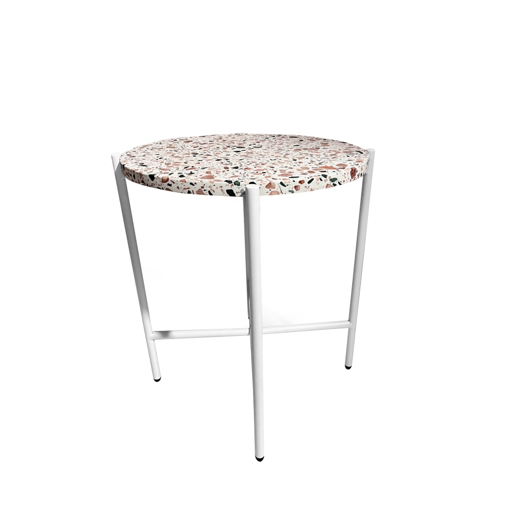 Tristan Terrazzo Side Table White Frame - Fast shipping On sale