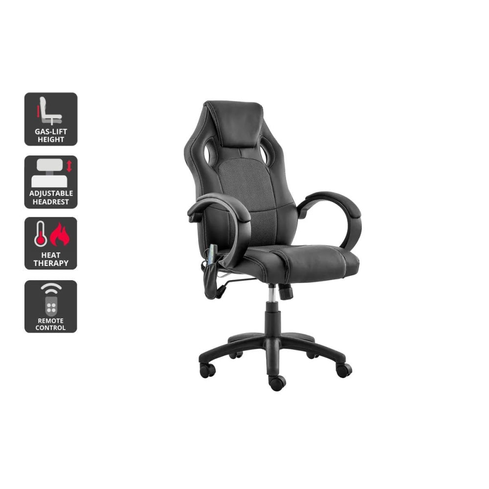 Trooper PU Leather Office Computer Work Task Gaming Massage Chair - Black/Grey Grey Fast shipping On sale