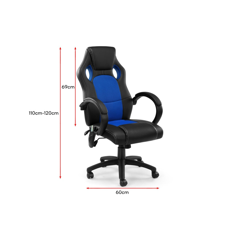 Trooper PU Leather Office Computer Work Task Gaming Massage Chair - Blue Fast shipping On sale