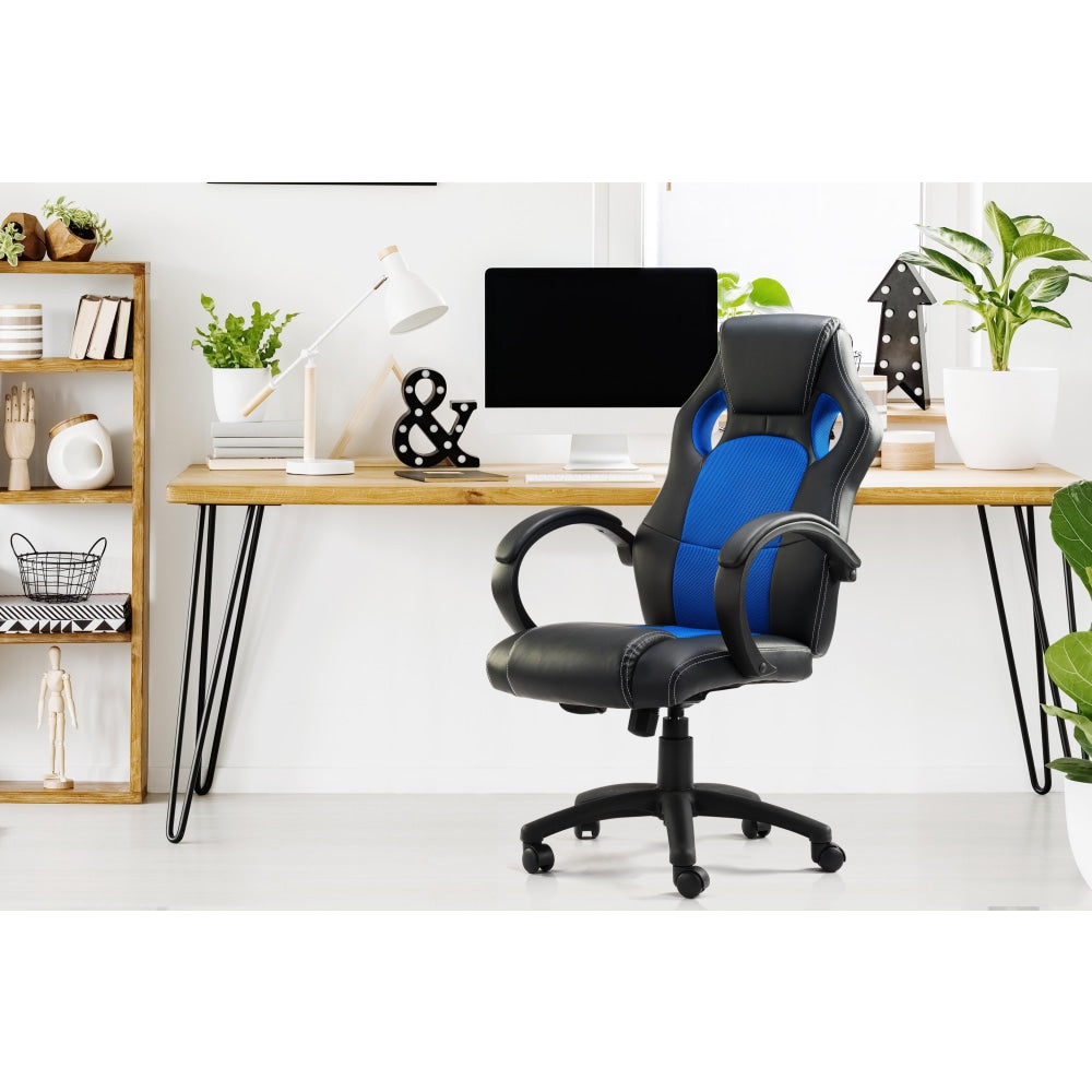 Trooper PU Leather Office Computer Work Task Gaming Massage Chair - Blue Fast shipping On sale