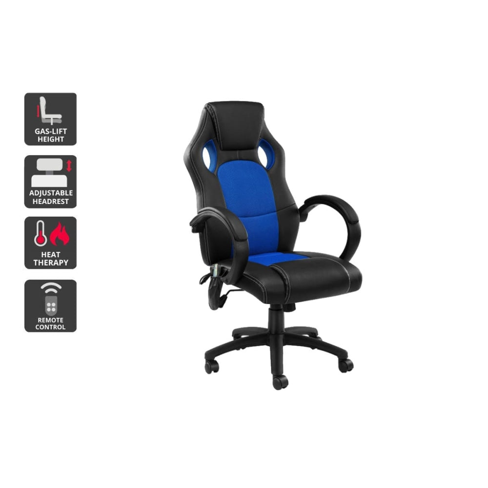 Trooper PU Leather Office Computer Work Task Gaming Massage Chair - Blue Fast shipping On sale