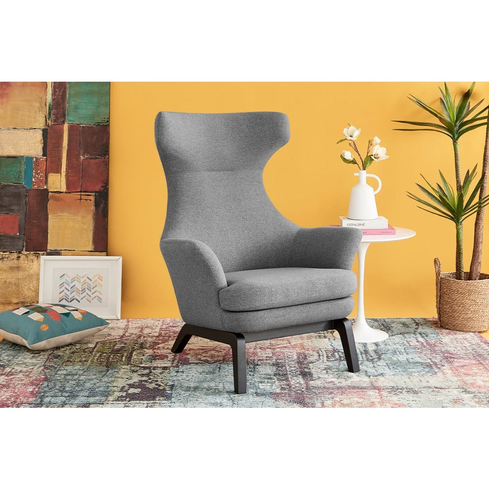 Tulip Tall High Back Fabric Relaxing Lounge Accent Armchair - Charcoal Grey Chair Fast shipping On sale