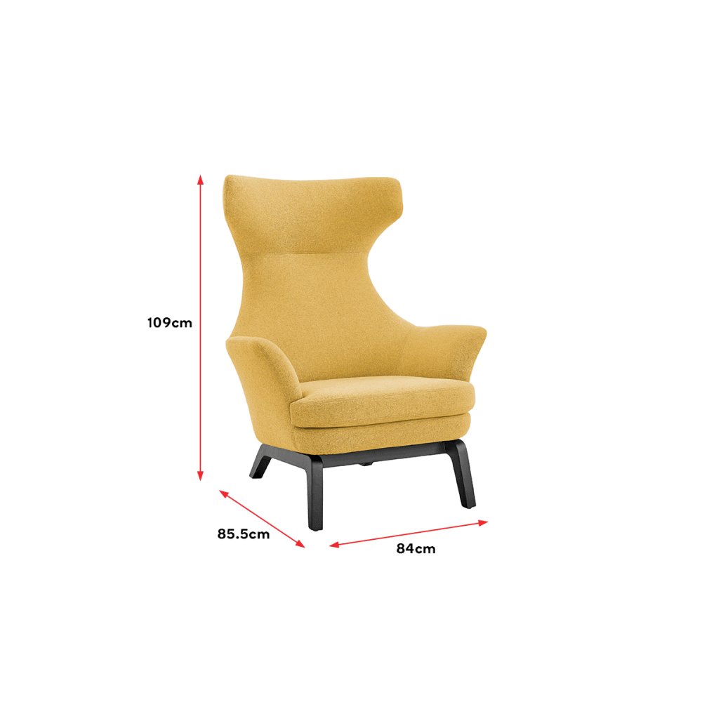 Tulip Tall High Back Fabric Relaxing Lounge Accent Armchair - Mustard Yellow Chair Fast shipping On sale