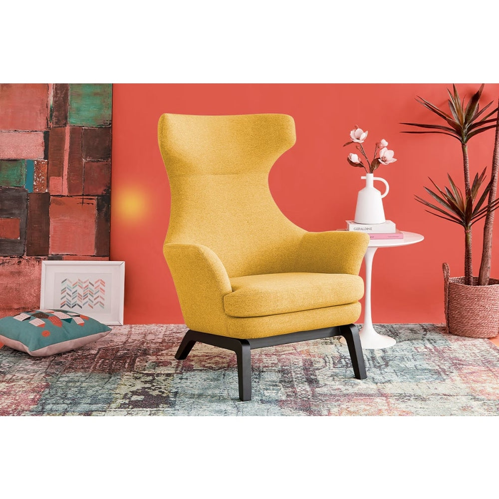 Tulip Tall High Back Fabric Relaxing Lounge Accent Armchair - Mustard Yellow Chair Fast shipping On sale