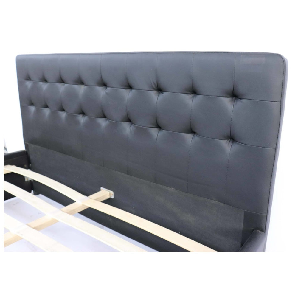 PU Leather Queen Bed Headboard With Drawers Storage - Black Frame Fast shipping On sale