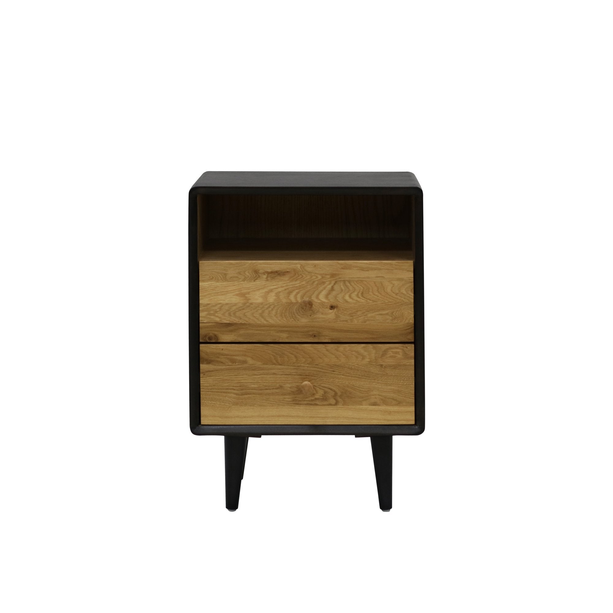 Twin 2-Drawer Wooden Bedside Table Nightstand - Black / Natural Fast shipping On sale