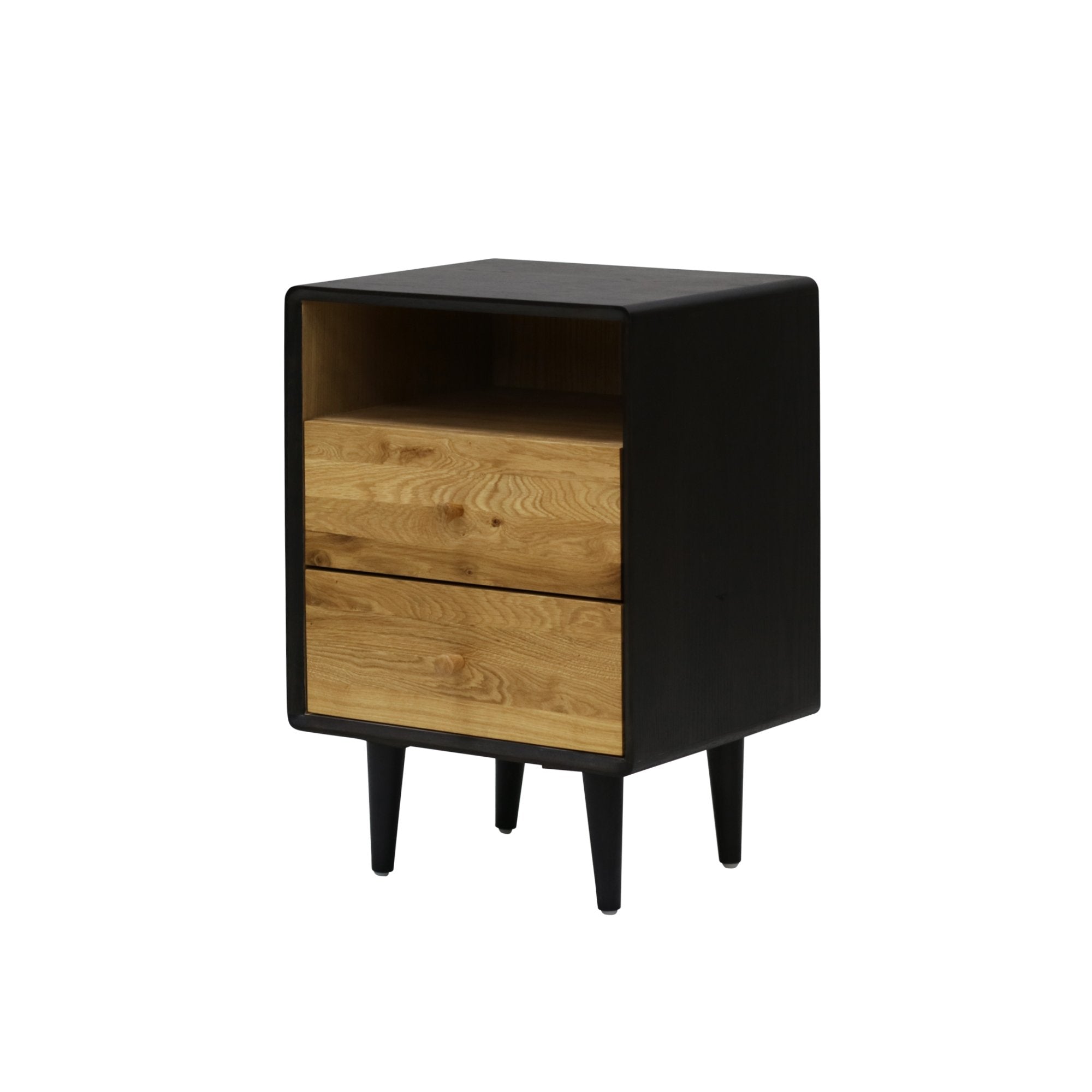 Twin 2 - Drawer Wooden Bedside Table Nightstand - Black / Natural Fast shipping On sale