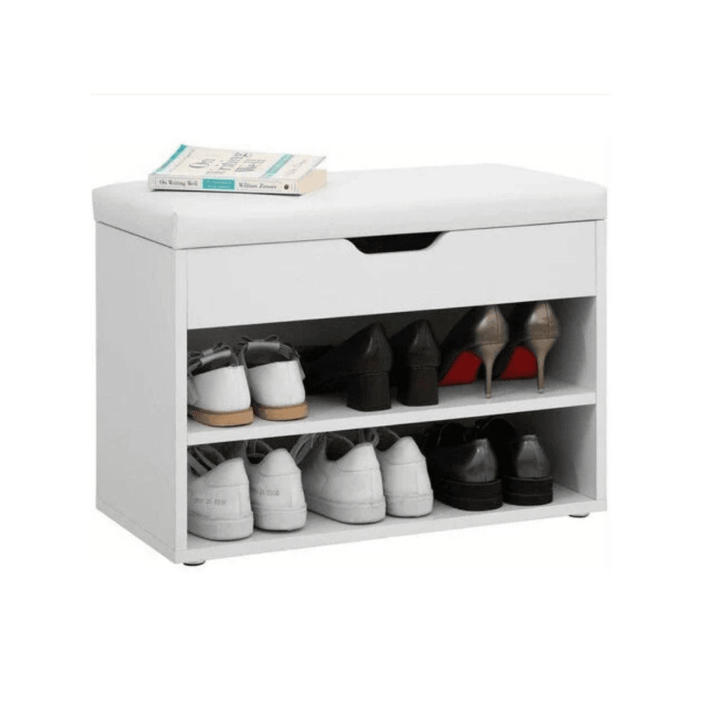 Modern 2-Tier Shoe Rack Storage Cabinet - White Fast shipping On sale