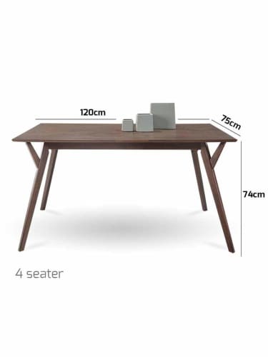 Tyrell 4 Seater Dining Table - 120cm - Walnut Fast shipping On sale