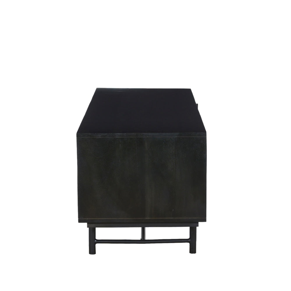 Tyson Lowline Entertainment Unit TV Stand Storage Cabinet 150cm - Black Fast shipping On sale