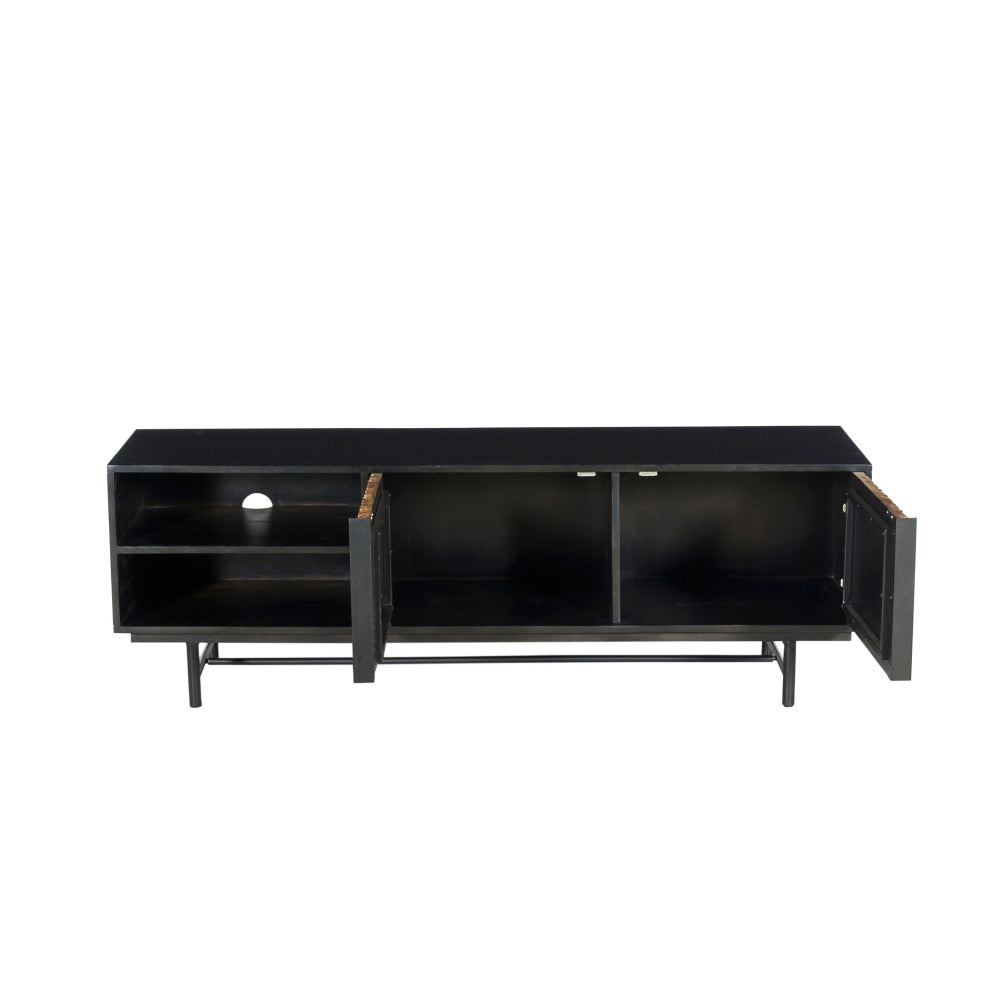 Tyson Lowline Entertainment Unit TV Stand Storage Cabinet 150cm - Black Fast shipping On sale