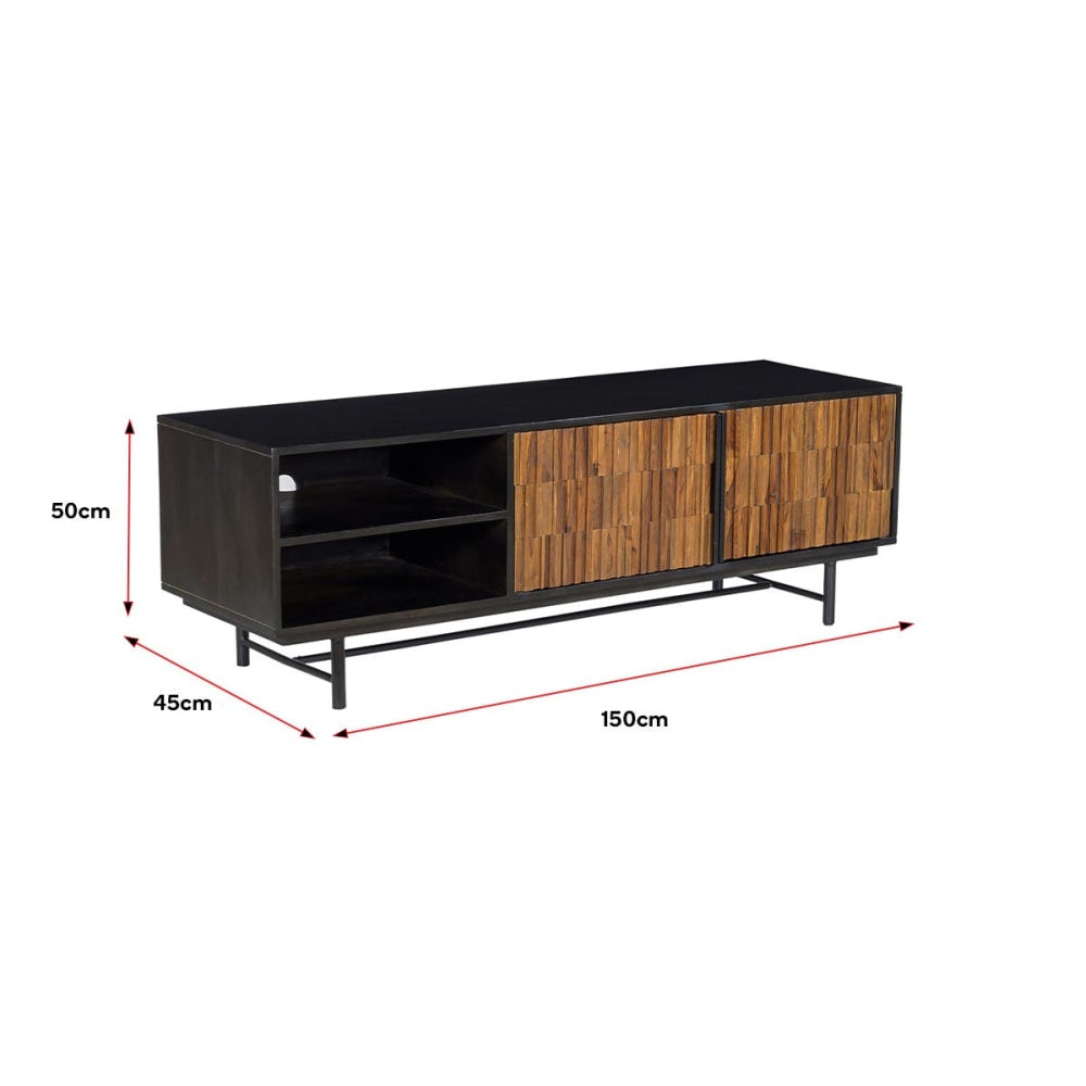 Tyson Lowline Entertainment Unit TV Stand Storage Cabinet 150cm - Black Fast shipping On sale