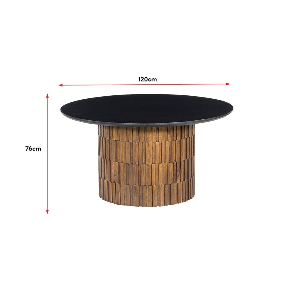 Tyson Round Wooden Kitchen Dining Table 120cm - Black/Brown Fast shipping On sale