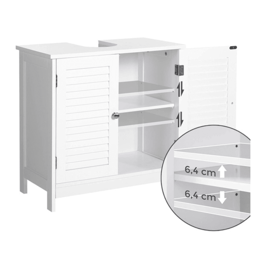 Vasagle Under Sink Cabinet Cupboard with 2 Louvered Doors White Bathroom bathroom Fast shipping On sale
