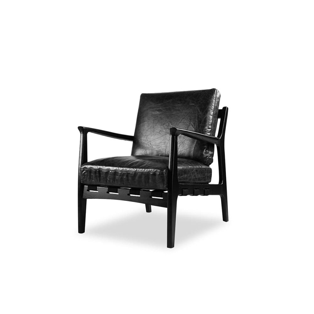 United Strangers At Ease Relaxing Lounge Accent Leather Armchair - Black Chair Fast shipping On sale