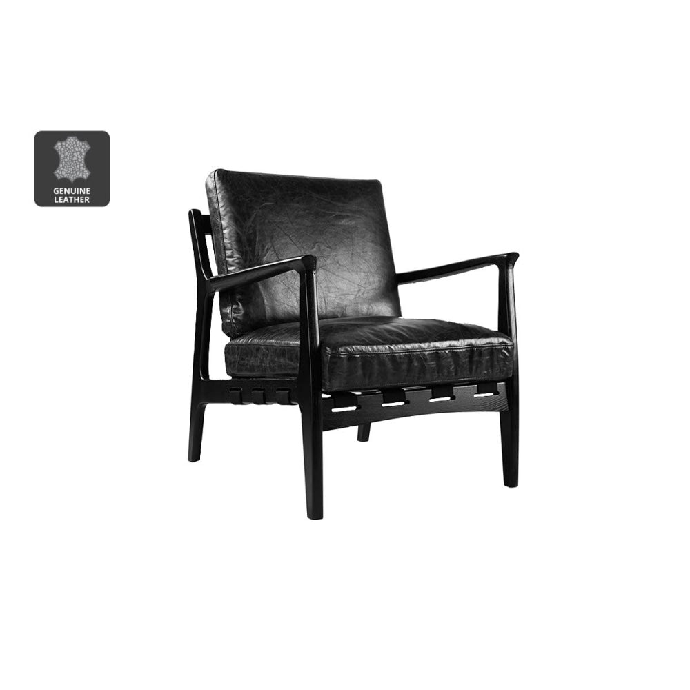 United Strangers At Ease Relaxing Lounge Accent Leather Armchair - Black Chair Fast shipping On sale