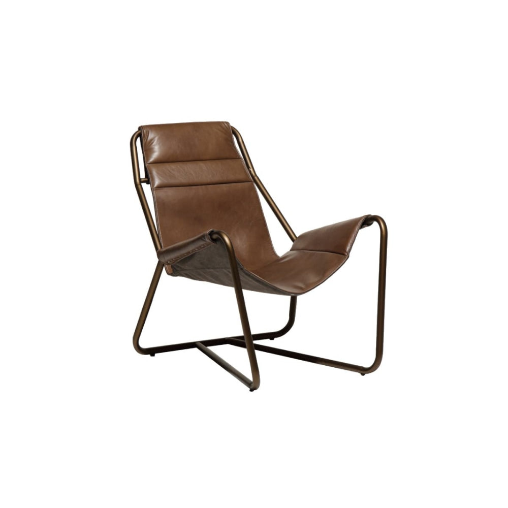 United Strangers Leather Sling Relaxing Lounge Accent Chair - Medium Brown Fast shipping On sale